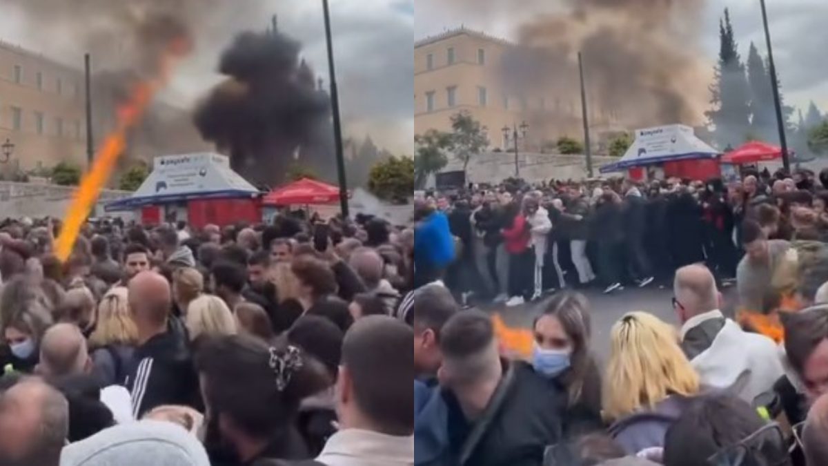 Τέμπη: Μολότοφ πέφτει πάνω σε διαδηλωτή στο Σύνταγμα – BINTEO