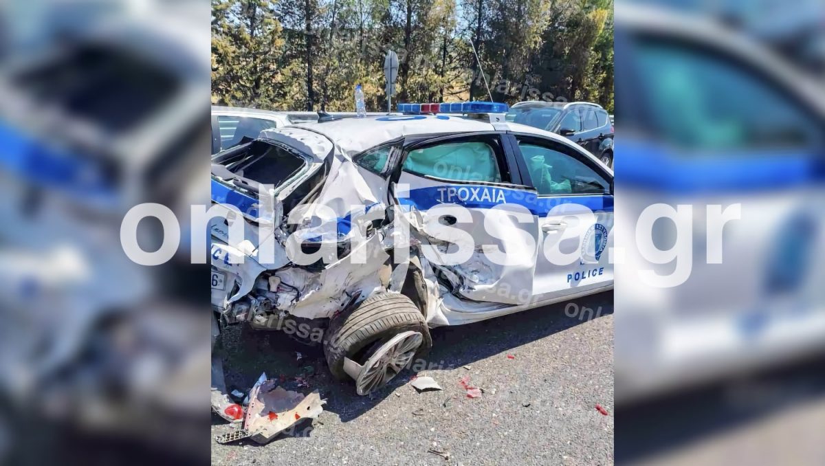 Αγροτικό έπεσε πάνω σε περιπολικό έξω από τη Λάρισα – Στο νοσοκομείο δύο αστυνομικοί